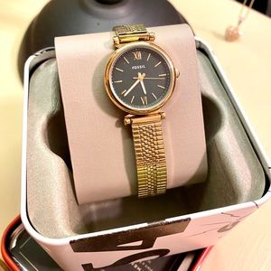 Fossil Watch *Brand New* Gold band with Green Face